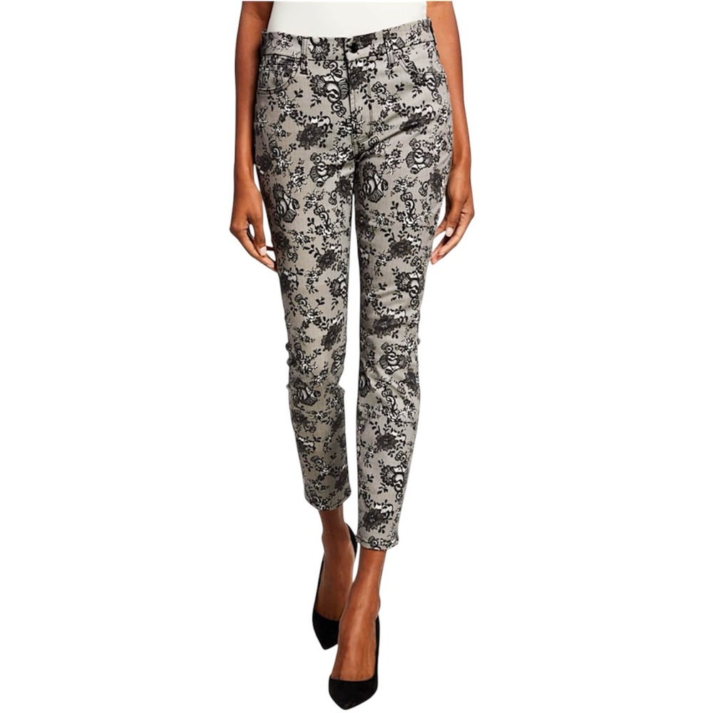 Jen7 7 for All Mankind Lace Noir Print Mid-Rise Ankle Skinny Jeans Floral Size 4